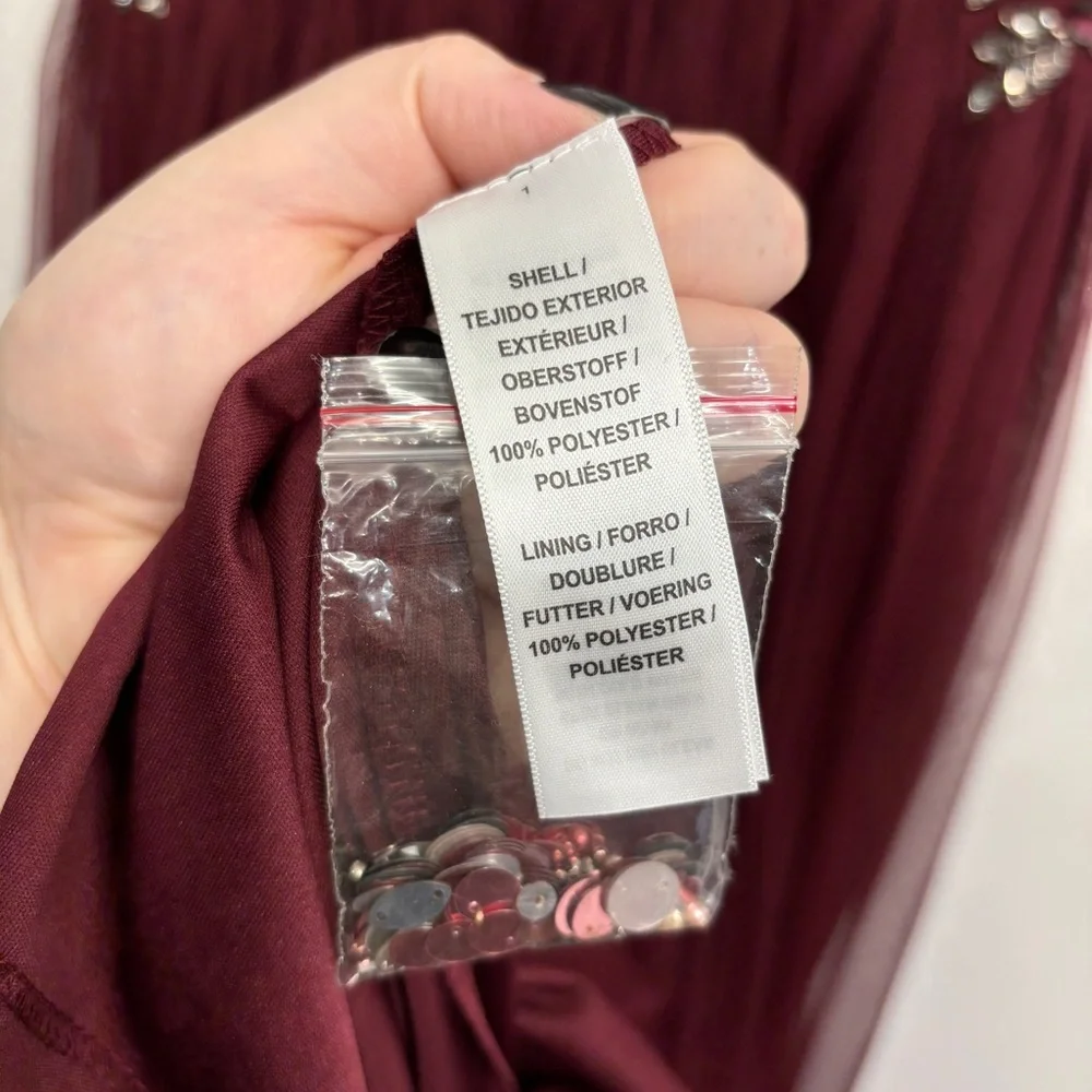 NWT Anthropologie BHLDN Isabel Formal Maxi Dress 10 Floral Sequin‎ Tulle Red - Picture 7 of 11